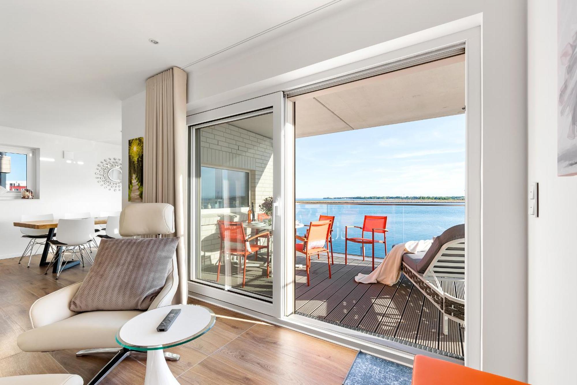 Horizont- Direkt Am Wasser, Hafenblick, Fahrstuhl, Sauna, Ueberdachter Balkon Olpenitz Eksteriør bilde