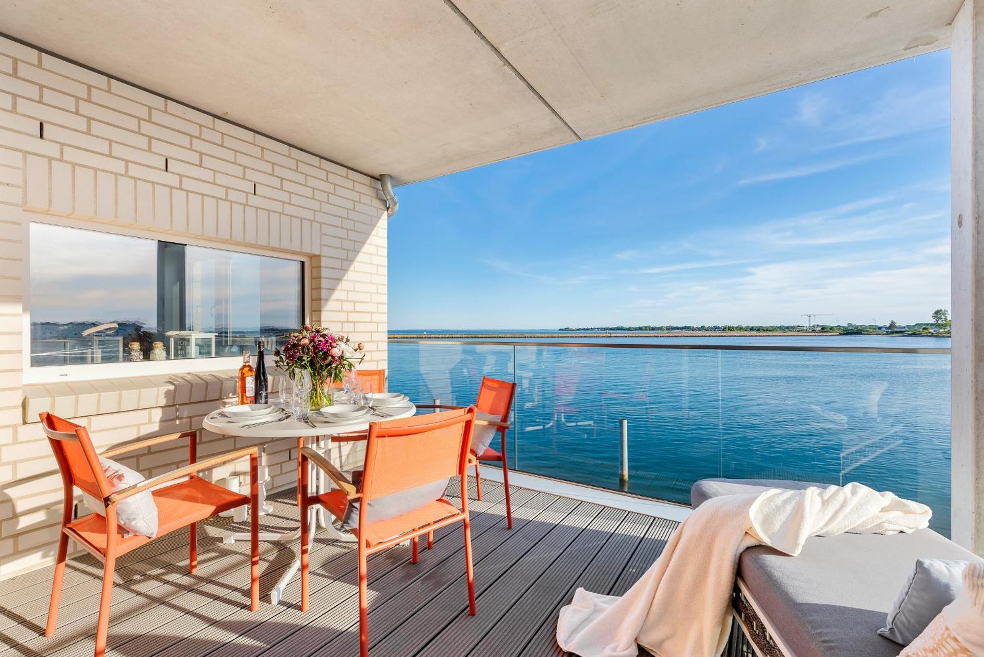 Horizont- Direkt Am Wasser, Hafenblick, Fahrstuhl, Sauna, Ueberdachter Balkon Olpenitz Eksteriør bilde